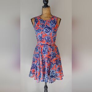 Maison Jules Sleeveless Floral A-Line Dress Mini Sz S